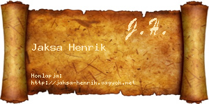 Jaksa Henrik névjegykártya
